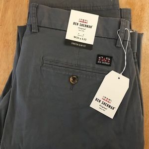 Ben Sherman Stretch Slim Fit Chinos, 33W 32L, NWT